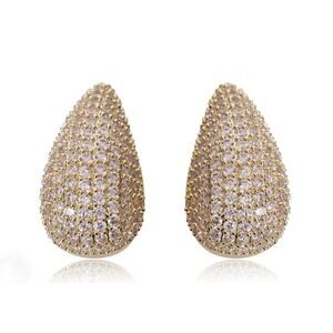 Jewels by Sunaina Narnia Stud Earrings Teardrop 14k Gold Plated CZ Micro Pave